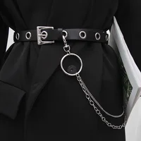 Ceinture en cuir PU pour femmes, boucle ardillon, Punk Wind Jeans, nouveau style de mode, noir, taille libre, ceintures à œillets pour pantalons 1
