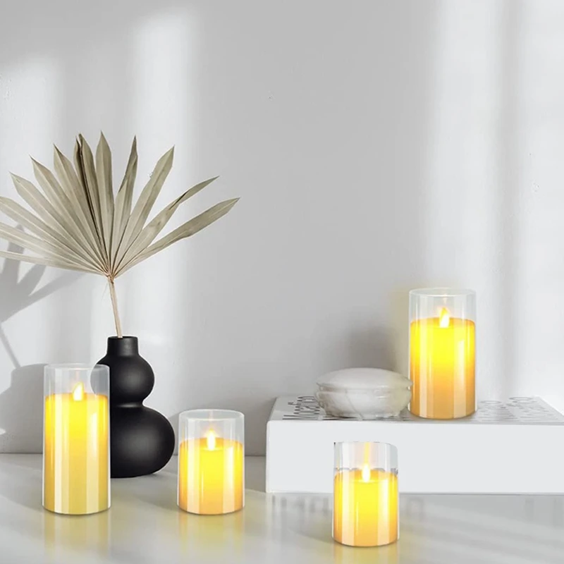 Plastic Cover One-Piece Simulation Wedding Bar Decoration Birthday Remote Control LED Electronic Candle Light Durable Set B