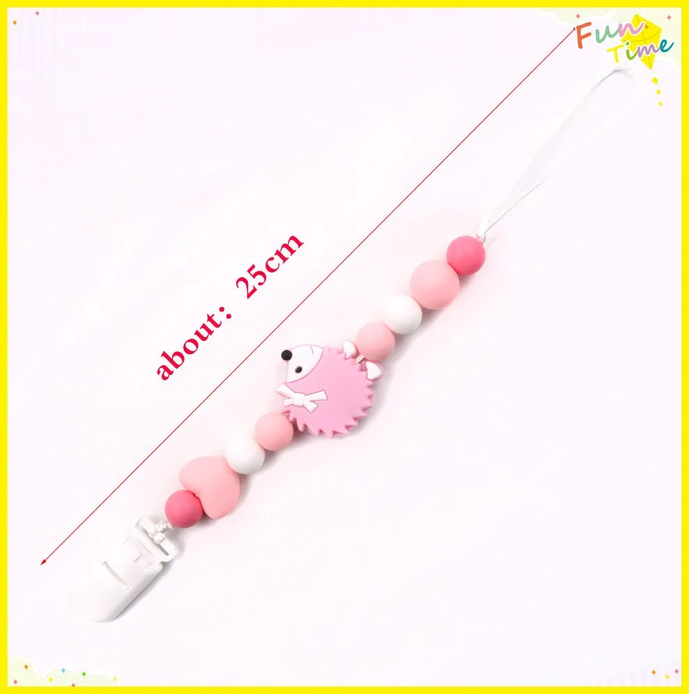 Baby Pacifier Clip Chain Hedgehog Silicone Pendant Teether Beads Holder For Infant Nipple Baby Teeth