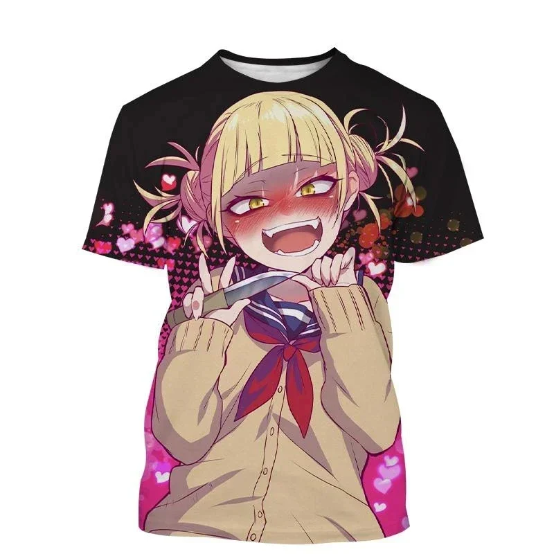 Nuovo personaggio anime estivo Himiko Toga T-shirt con stampa 3D Uomo Donna Manica corta Magliette Harajuku oversize Tees Top