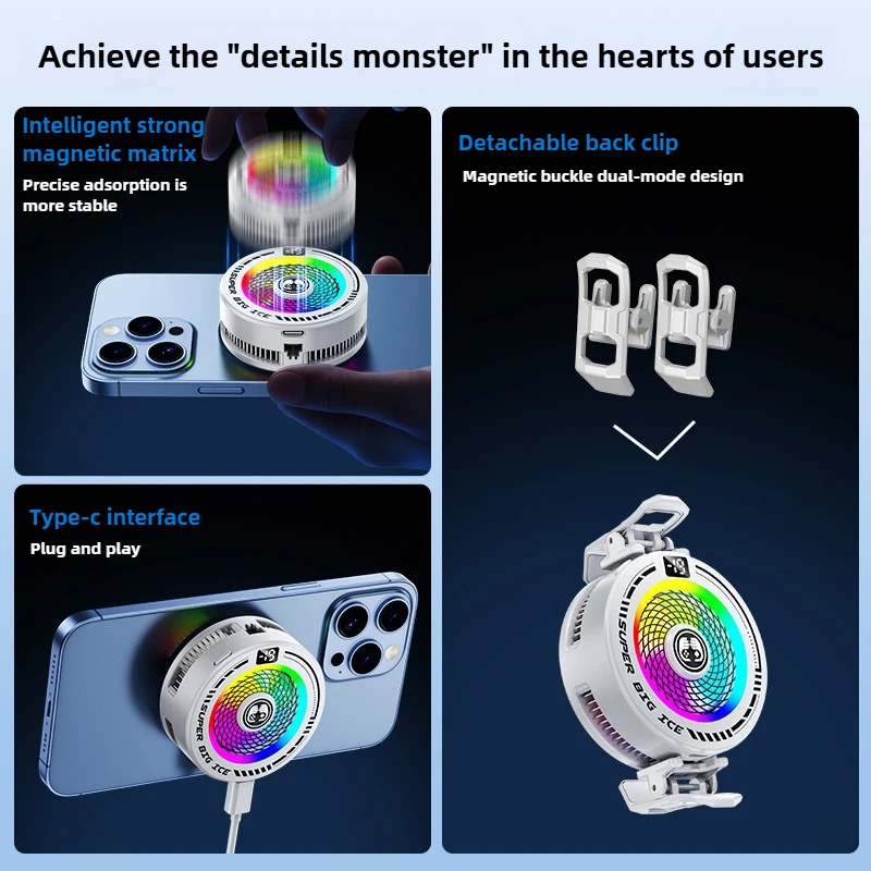 جديد FS22 الهاتف المحمول بالوعة الحرارة الباردة المبرد التبريد السريع ذكي AI أشباه الموصلات الجليد المغناطيسي ومشبك خلفي PUBG لعبة برودة #4