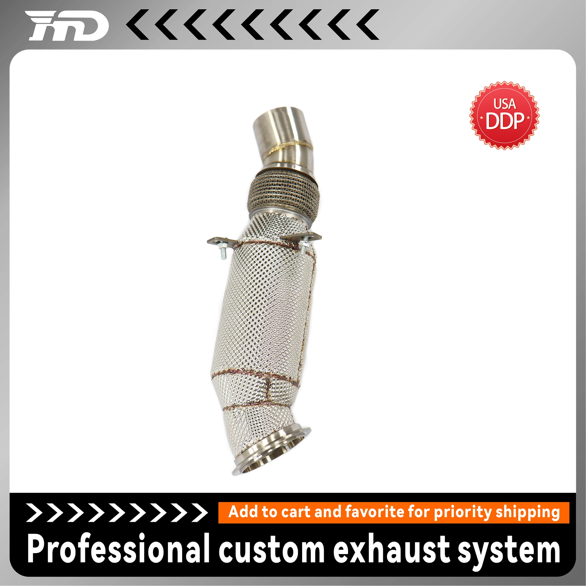 

for Audi RS6 RS7 C8 Performance Downpipe Catless/200 Cell Cat SS304 Exhaust Racing Upgrade