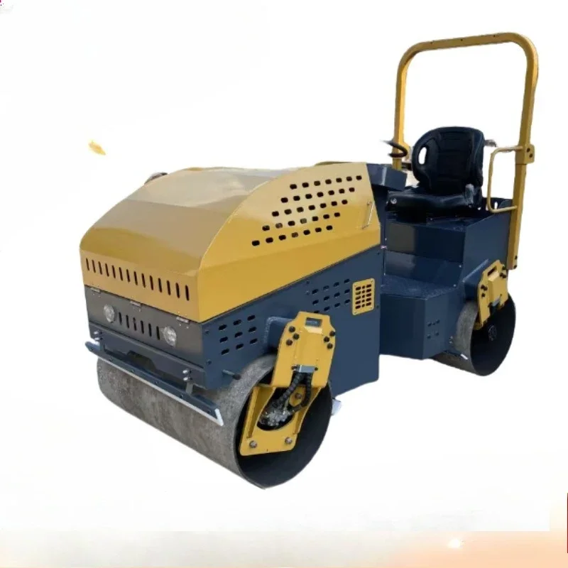 One ton full hydraulic roller, double steel wheel ride roller, small driving roller