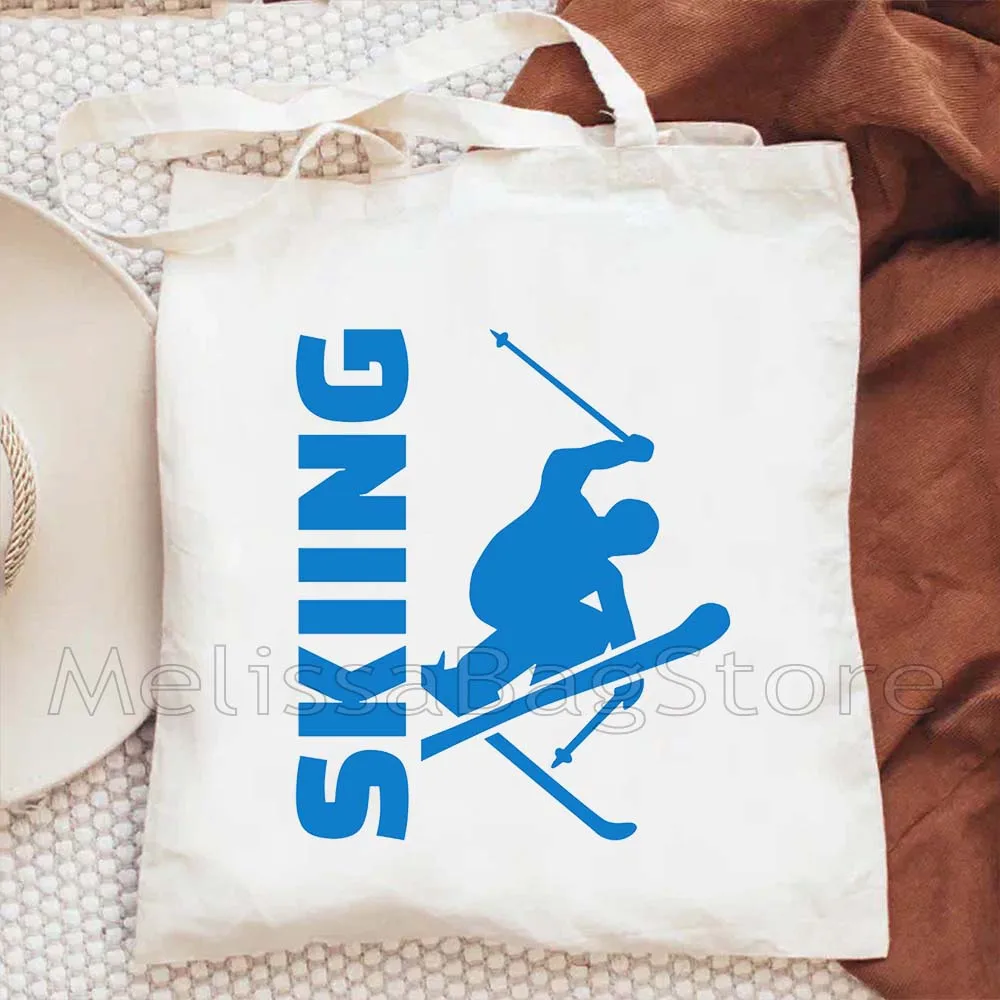 Colorful Ski Like A Girl Tote Bag Mountain Skiing Lover Cute Gifts Snowboard Cute Ski Jumper Men Woman Shoulder Shopper Handbag