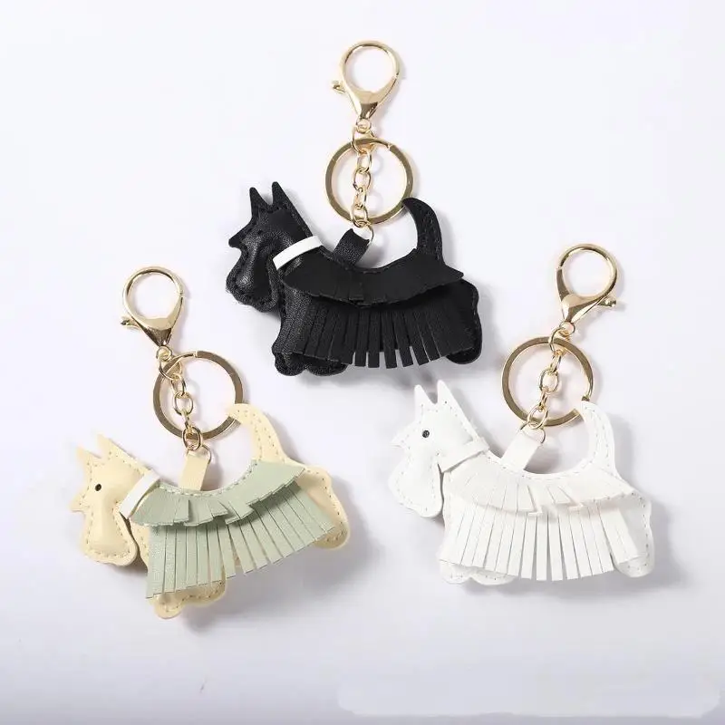 Trendiger Schnauzer-Taschenanhänger aus PU-Leder mit Fransen, einzigartiges Auto-/Taschen-Accessoire, niedliches Ornament für Hundeliebhaber – Detail 5