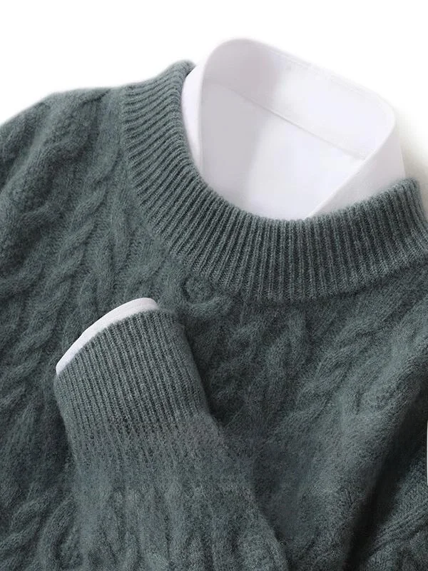 

Мужской свитер из 100% чистой шерсти Heavyweight Thiened 00, вязаный, с высоким воротником, свободного кроя, весенний, базовый слой, с длинным рукавом