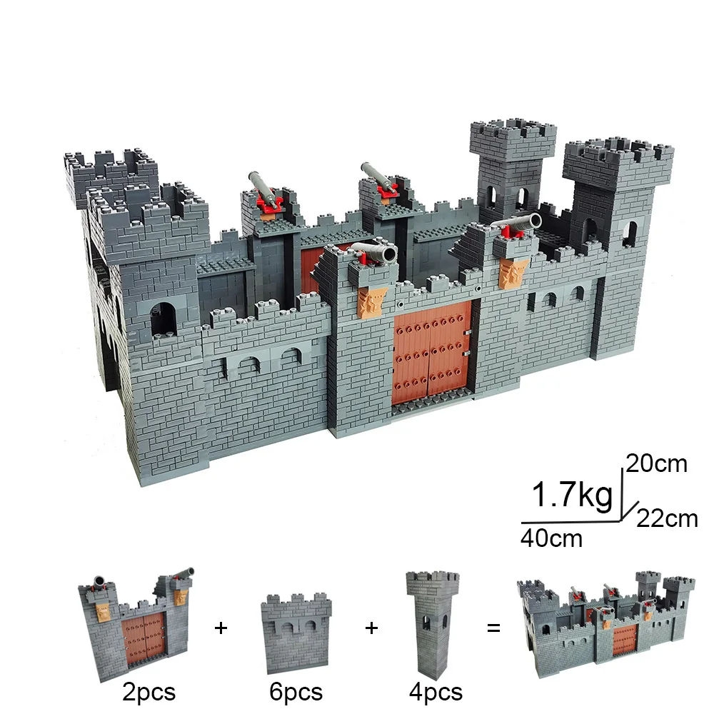 Military Middle Ages Castle City Wall Gate Attic Tower MOC Brick Architectural Building Block Toy For Children Boy Gift