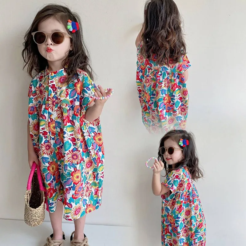 Girl Rompers Floral Print Short Sleeve Jumpsuits Long Pants Multipack Outfits