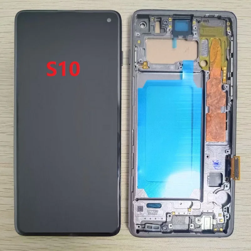Incell for Samsung Galaxy S10 SM-G973F Display Screen Touch Lcd Digitizer with Frame Side Button Replacement G973F/DS G973