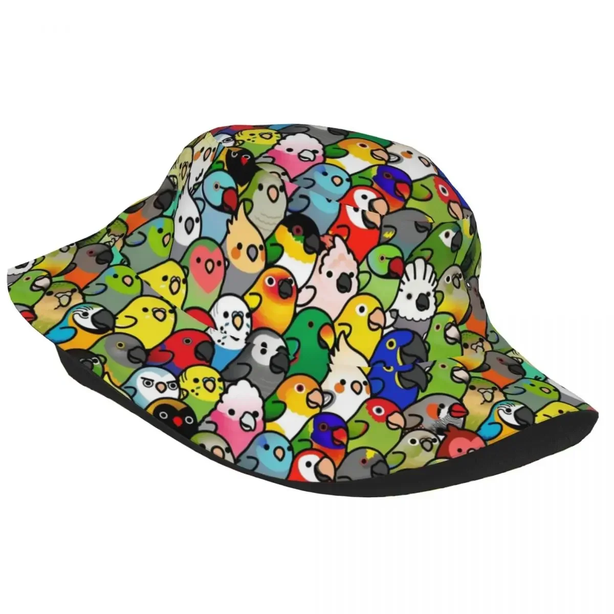 Getaway Headwear Cockatiel Bird Pattern Accessories Bucket Hat Streetwear Sun Hat Parrots Animal Session Hat Fishing Caps