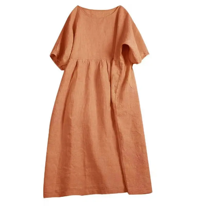 

Caramel Short Sleeve Women's Dress Loose Skirt