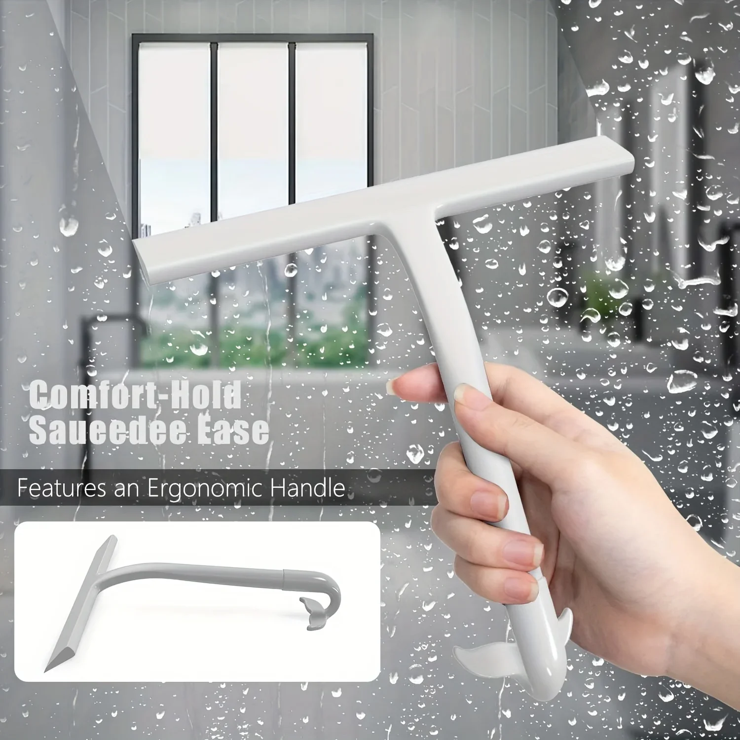 1 Stück Silikon-Duschabzieher für Glastüren, Mehrzweck-Glaswischer-Schaber für Badezimmer, Toilette, Autofenster, Fliesenwand, Auto