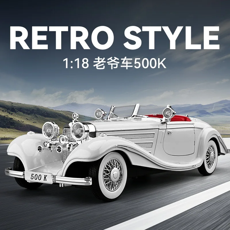 

Модель классического автомобиля Chezhi 1:18 500K из сплава, винтажная, со звуком и светом, с функцией отката, коллекционная, декоративная