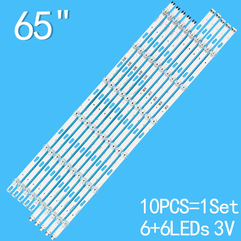 LEDストリップライト,10個/キット,Samsung TV Ue65tu7105 un65tu8200 Un65tu8000 un65tu7000 bn96 50314a lm41 00876a v0t7 650smb r0 j,100%