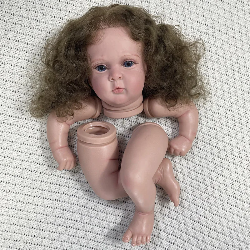 20Inch Unassembled Painted Reborn Doll Jocy with Rooted-Hair Transplant Handmade High Quality Unfinished Doll Parts