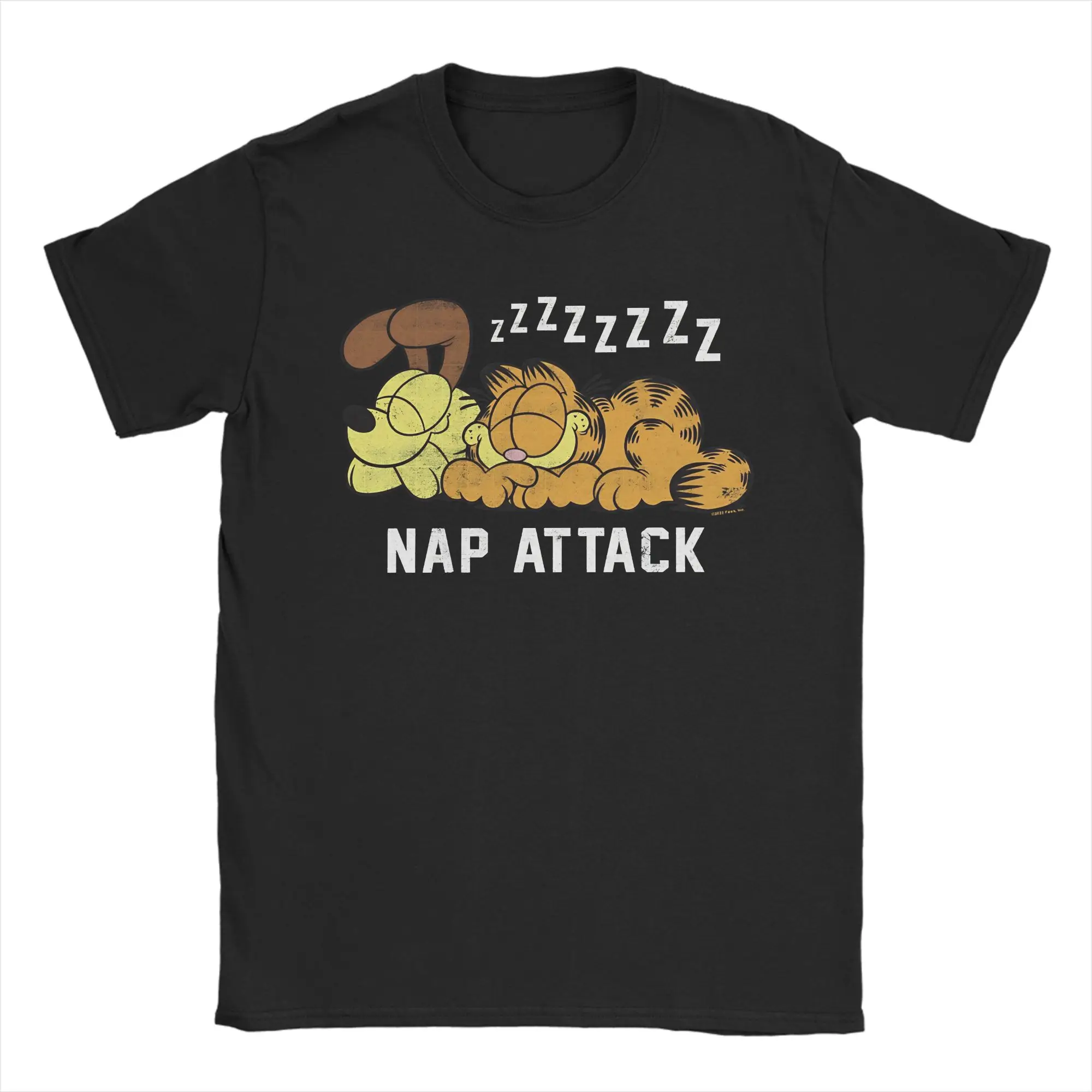 غارفيلد أودي غارفيلد قيلولة هجوم Zzzz 4 تي شيرت الهيب هوب بلايز الذكور القطن س الرقبة حجم كبير 5XL تيز قصيرة الأكمام خمر القمم