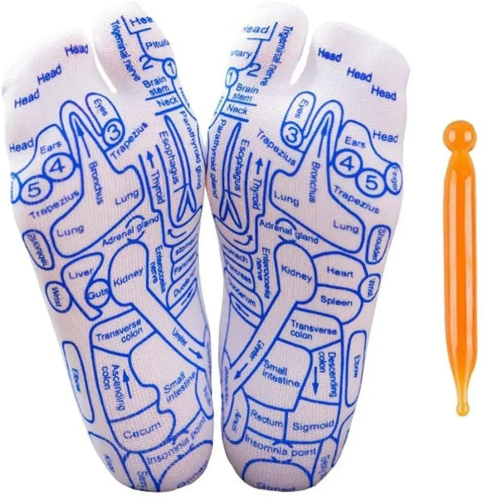 Linderung müder Füße, Reflexzonenmassage-Socken, Fußschmerzlinderung, wiederverwendbare Fußmassagesocken, Massagestab mit Massagegerät