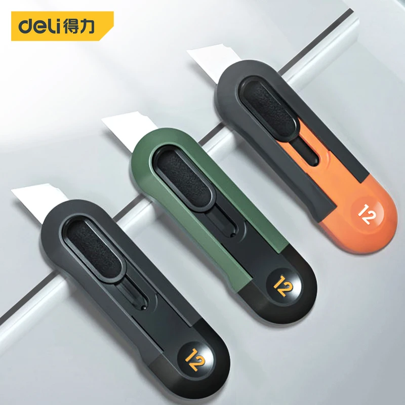 

Deli Mini Pocket Knife нож Protable Utility Knife Box Cutter Auto-Retract Upgraded Front Self-Locking SK5 Blade Office Supplies