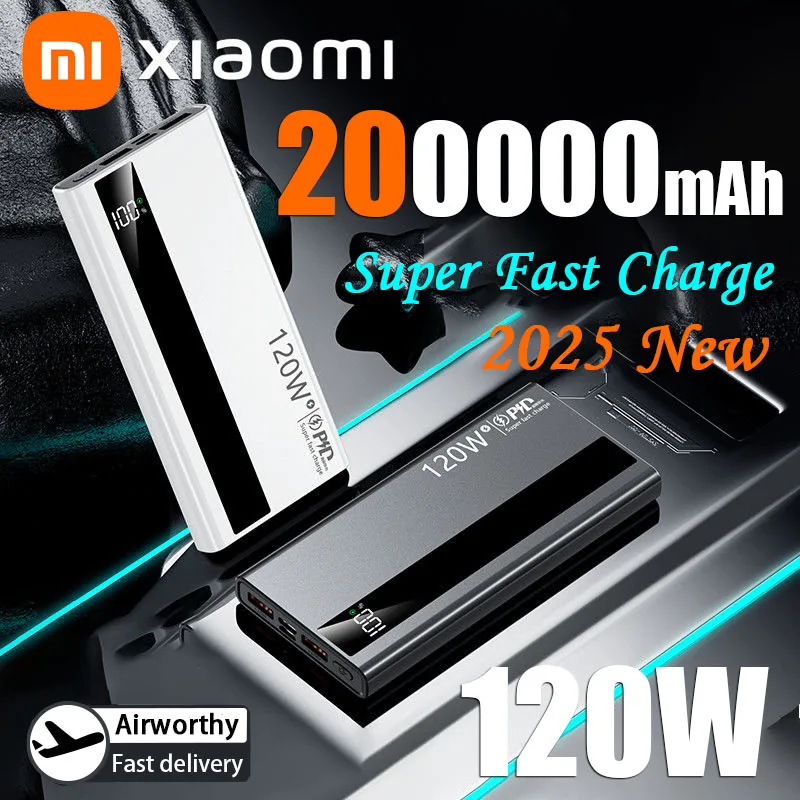 Xiaomi 200000mAh Power Bank 120W Super Fast Charging Battery High Capacity Digital Display Power Bank For Iphone Samsung Huawei