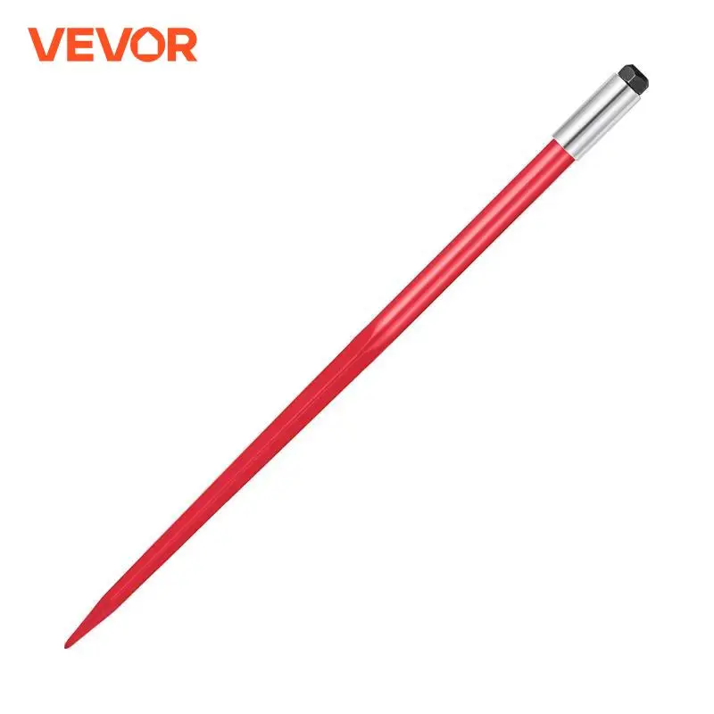 VEVOR Hay Spear Bale Spear Capacity Spike Quick Attach Square Hay Red Coated Forks Hex Nut  Sleeve for Buckets Tractors Loaders