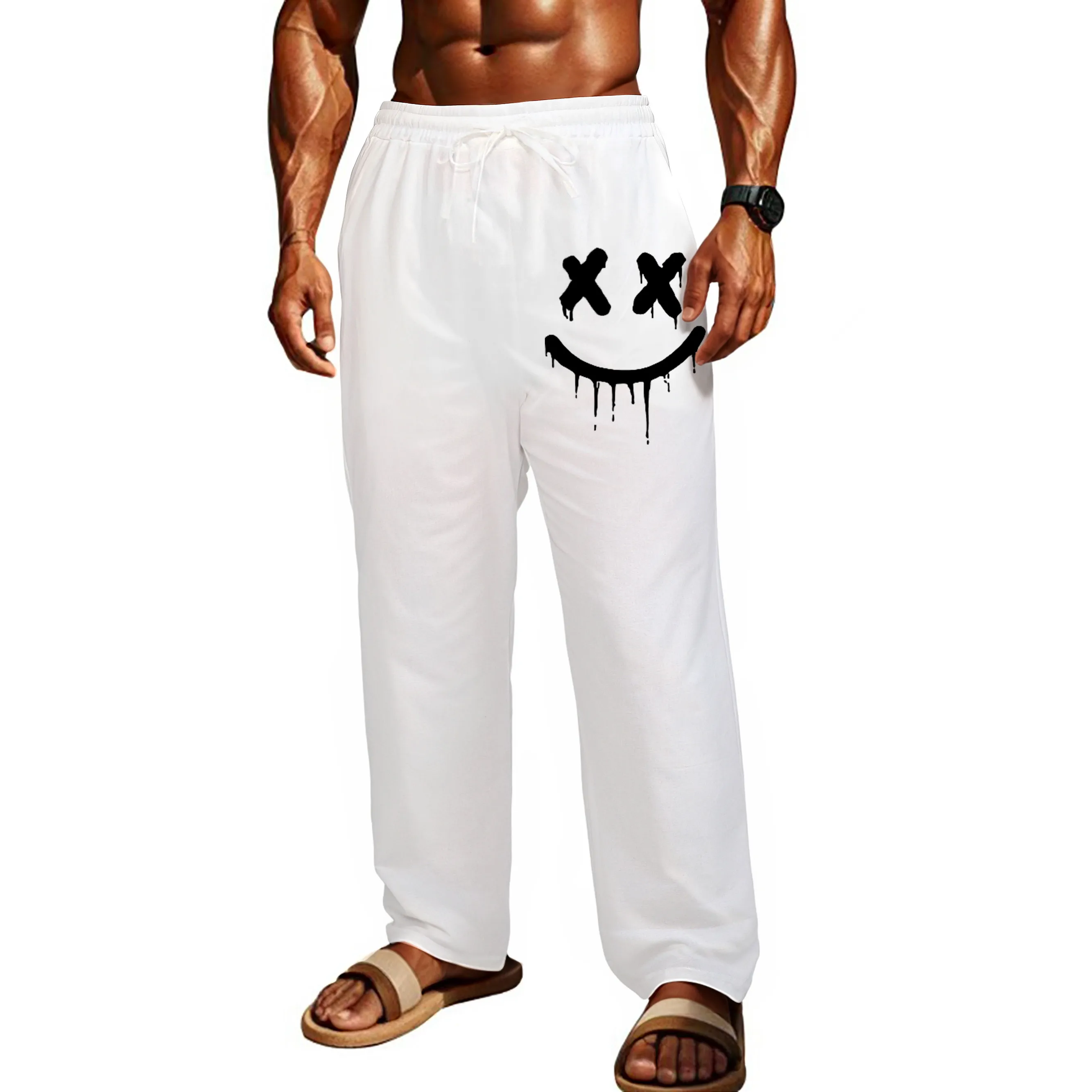 

2025 New Men Spring Summer Quality Trousers Mens Cotton Hemp Breathable Comfortable Casual Home Straight Pants Linen Men's Pants