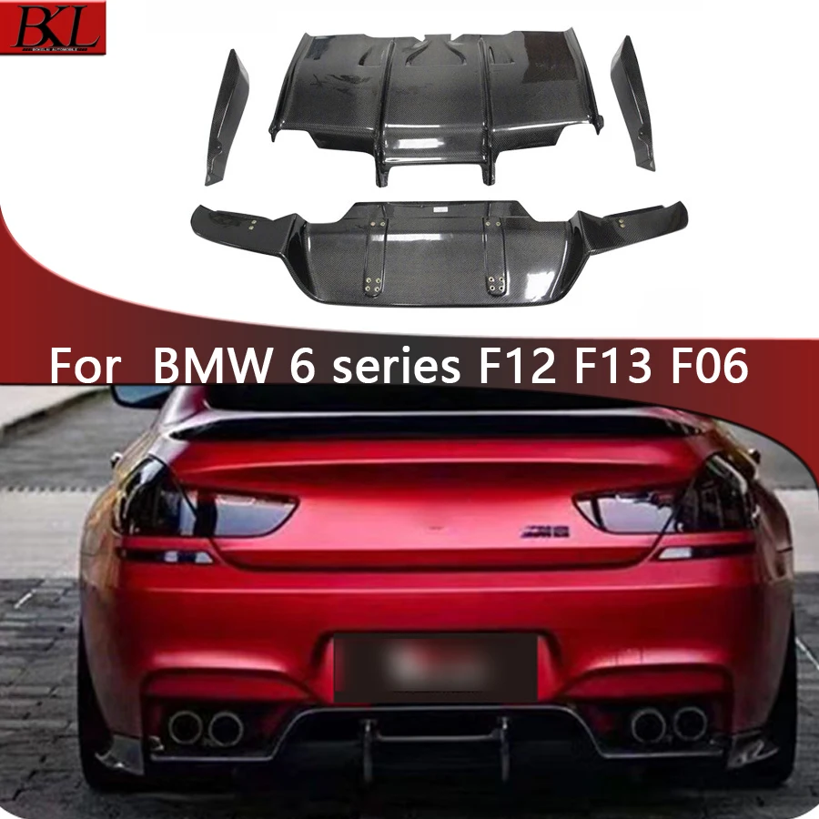 For BMW 6 series M6 F12 F13 F06 640 630 PSM style Carbon Fiber Car Rear Bumper Diffuser Rear Splitters Spoiler Back lip Body kit