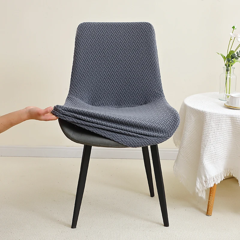 1/4 Stück Jacquard gebogene Stuhlhussen Stretch Esszimmerstuhl Schonbezug einfarbig armloser Sitzbezug für Hotel Büro Hotel Bankett – Detail 11