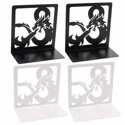 Ancient Dragon Book Ends Hollow Punk Sting-Out Dragon Book Shelf Office Table Ornaments Iron Book Support Learning Stationery