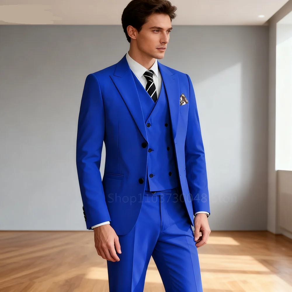 

Latest Solid Formal Men's Suit Slim Fit Elegant Groom Tuxedos Wedding Business Party Suits 3 Pieces Sets (Jacket+Vest+Pants)