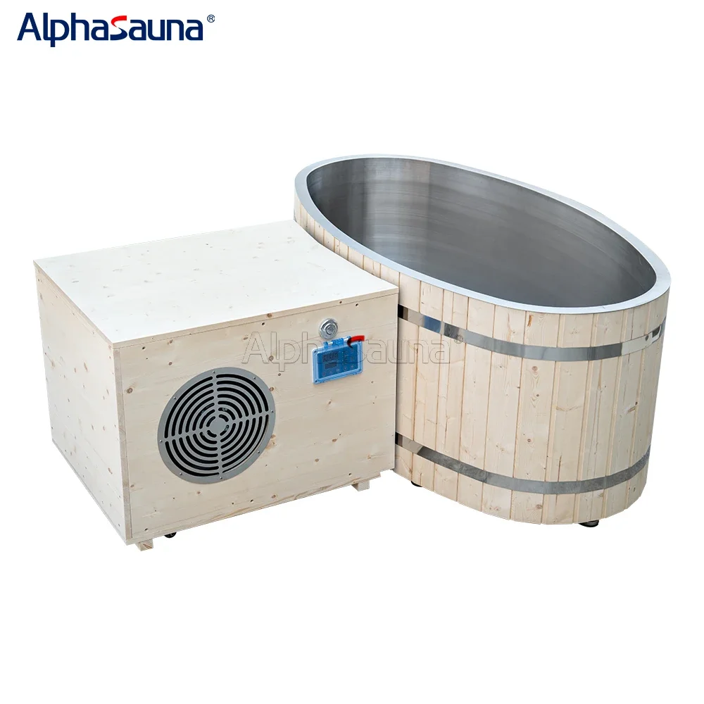 Cold Plunged Portability Insulated Ice Bath Tub Free Standing Wooden Ice Bath Barrel