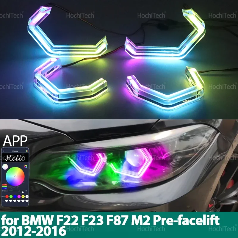 For BMW 2 Series F22 F23 F87 M2 Pre Facelift 2012-2016 Sequential APP Remote control Muti-colored modes Angel Eyes Ring LED