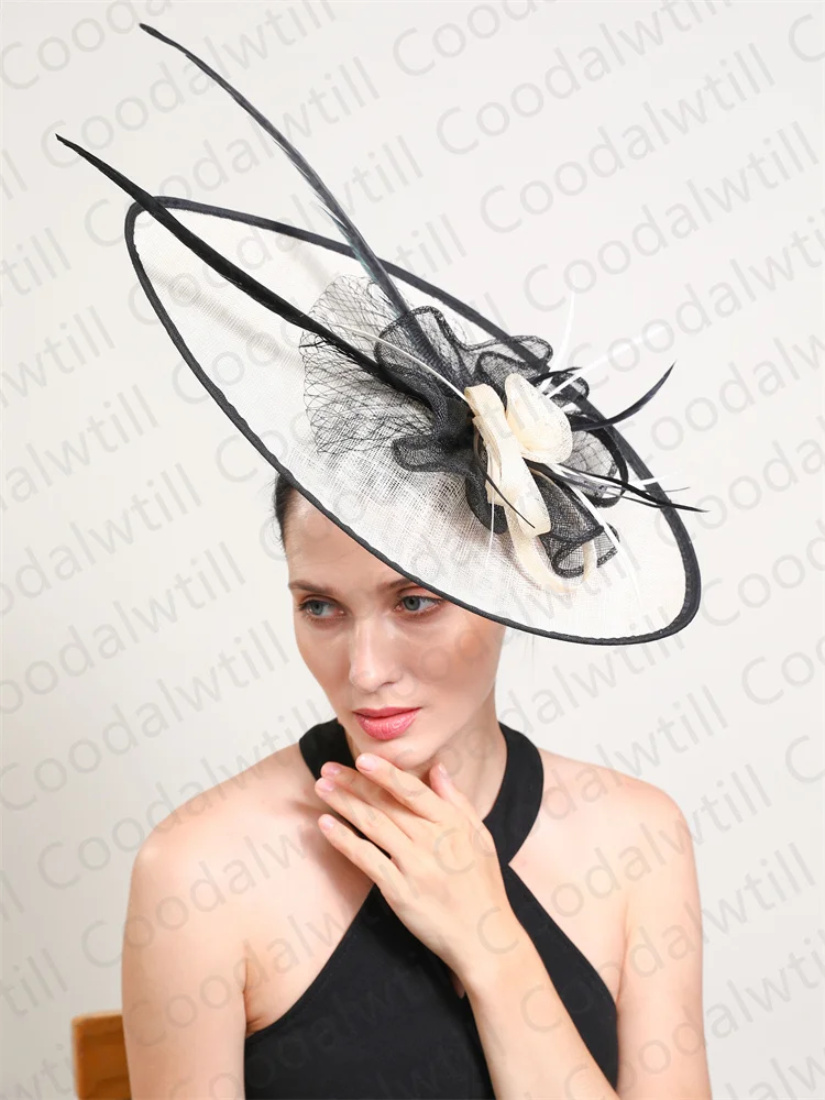 Elegant Large Fascinators For Women Wedding Elegant Party Chapeau Hat Femme Derby Kentucky  Pillbox Cap Hair Clip For Millinery