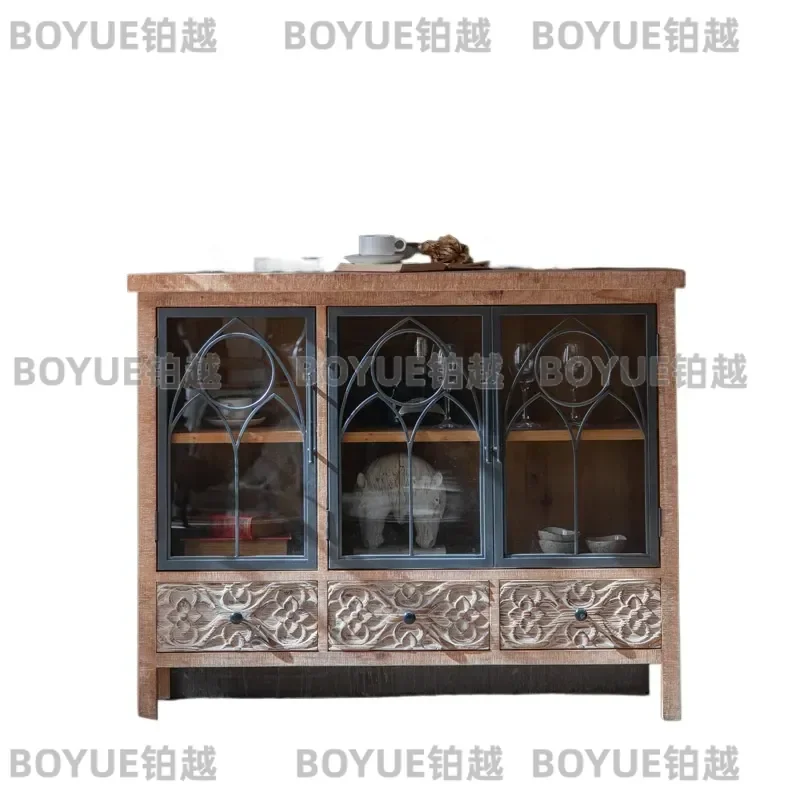American Retro Vintage Storage Cabinet Kitchen Sideboard Buffet Display Shelf Wedding Photography Prop Home Decor Furniture