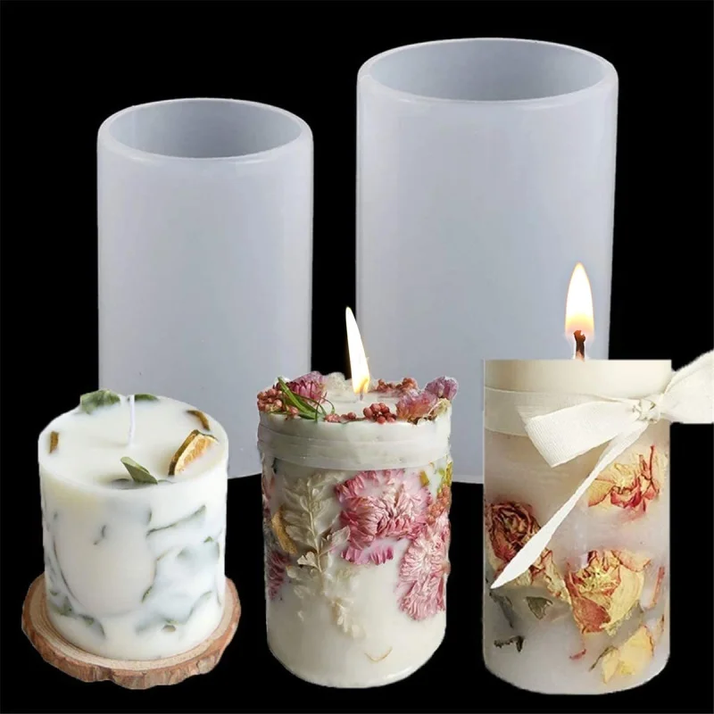 Moule cylindrique en silicone pour bougies en résine époxy DIY, moule de moulage pour bougies d'aromathérapie, argile, plâtre, décoration de Noël