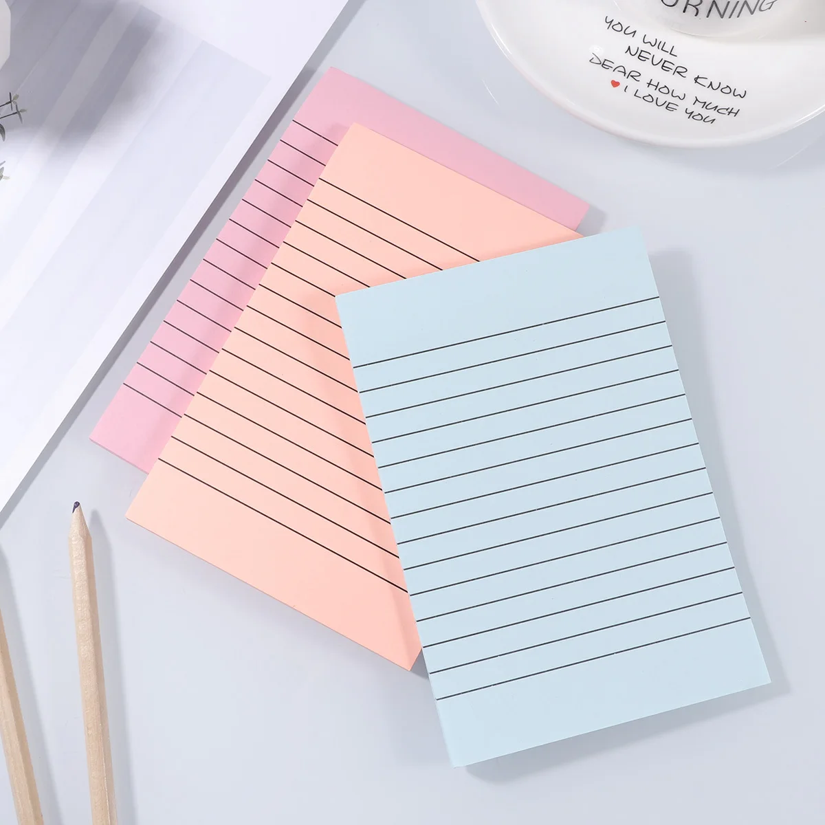 5Pcs Colorful Striped Self Stick Notepads Memo Pads Small Portable Reusable for Anywhere Striped
