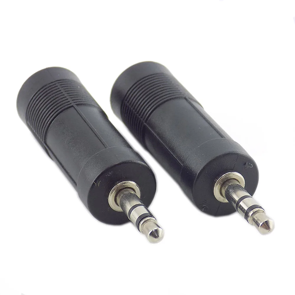 Black 6.5 to 3.5 Earphone Adapter 3.5mm Male to 6.5mm Female Jack Plug Stereo Socket Audio Cable Converter Adapter