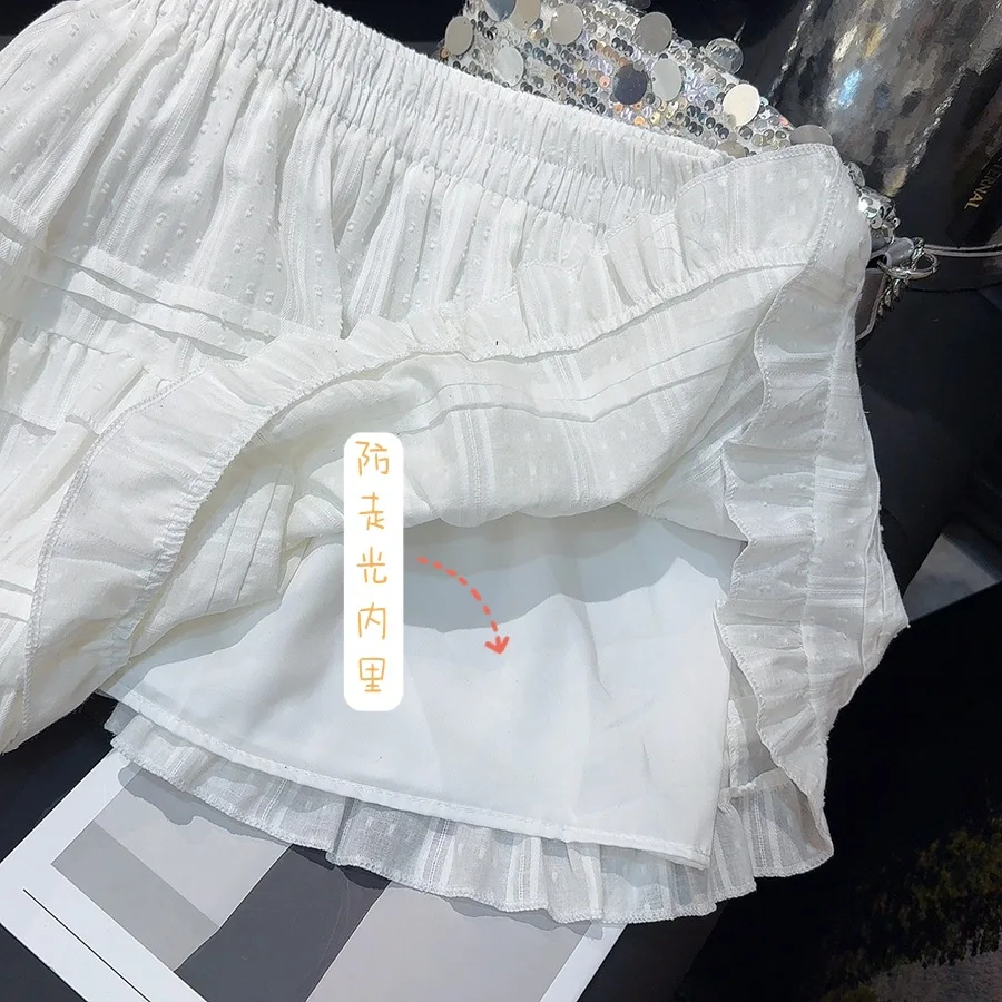 2024 Women Summer A-Line Mini Skirts High Waist White Skirts Women Casual Skirts Jupe Femme Saias Mujer