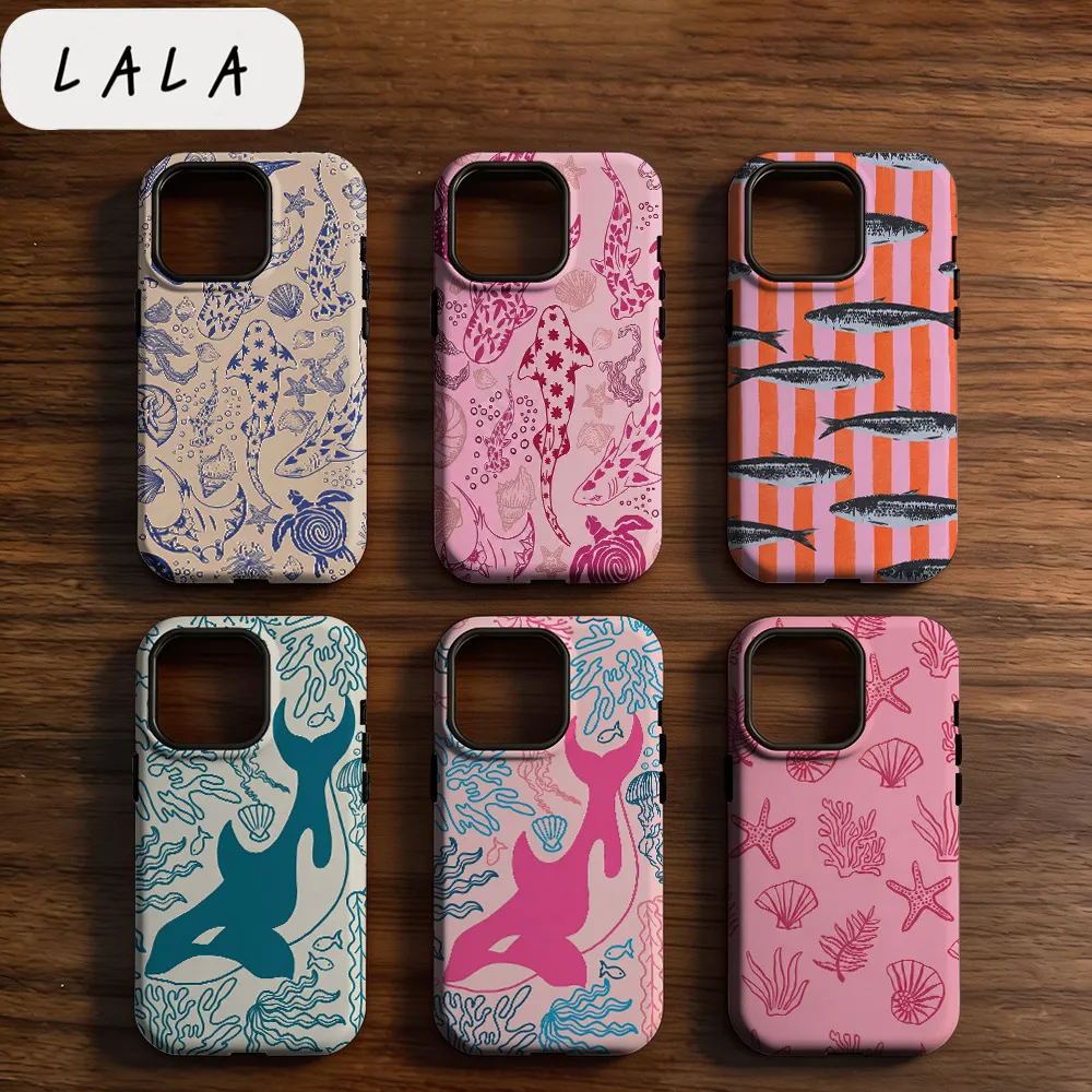 LALA Deep-sea fish and shellfish Phone Case for Samsung Galaxy S20 S23 S24 S25 S26 FE Plus Ultra Edge 4G 5G Luxury Double-layer