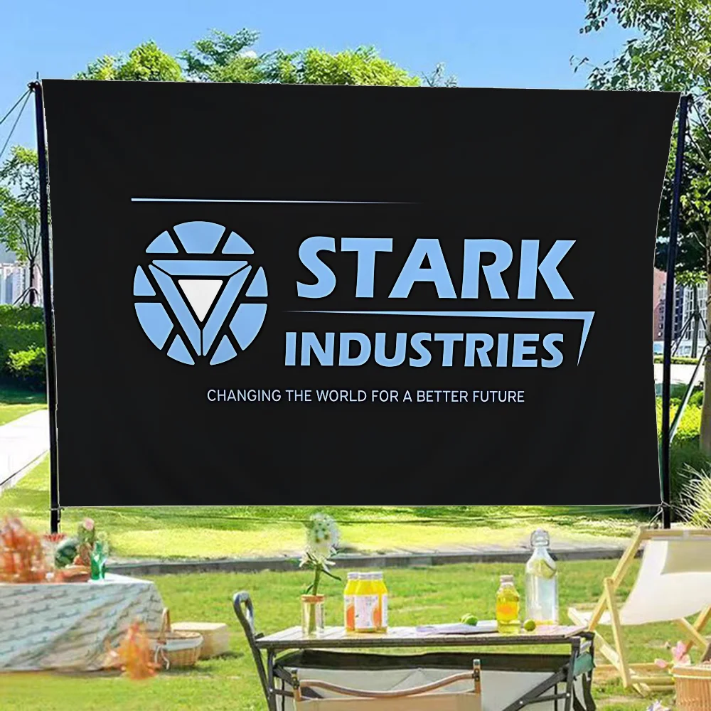 S-Stark I-Industries Group Cartoon Flag Art Science Fiction Room Home Decor Wall Hanging Home Decor Banner