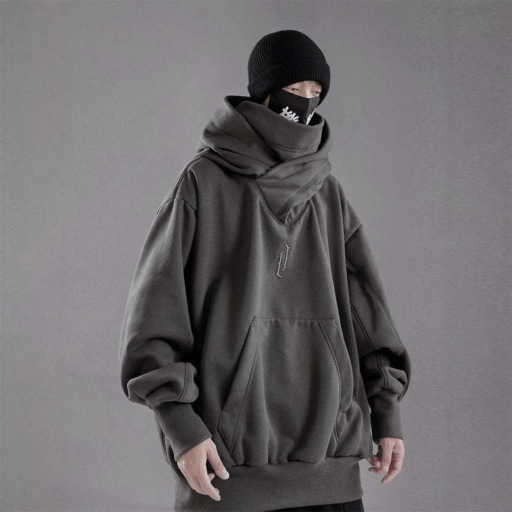 Autumn Ninja Street Wear Turtleneck Hoodie for Women Alphabet Embroidered Hip Hop Fashion Sweatshirt Y2K Clothes Vintage Hoodies