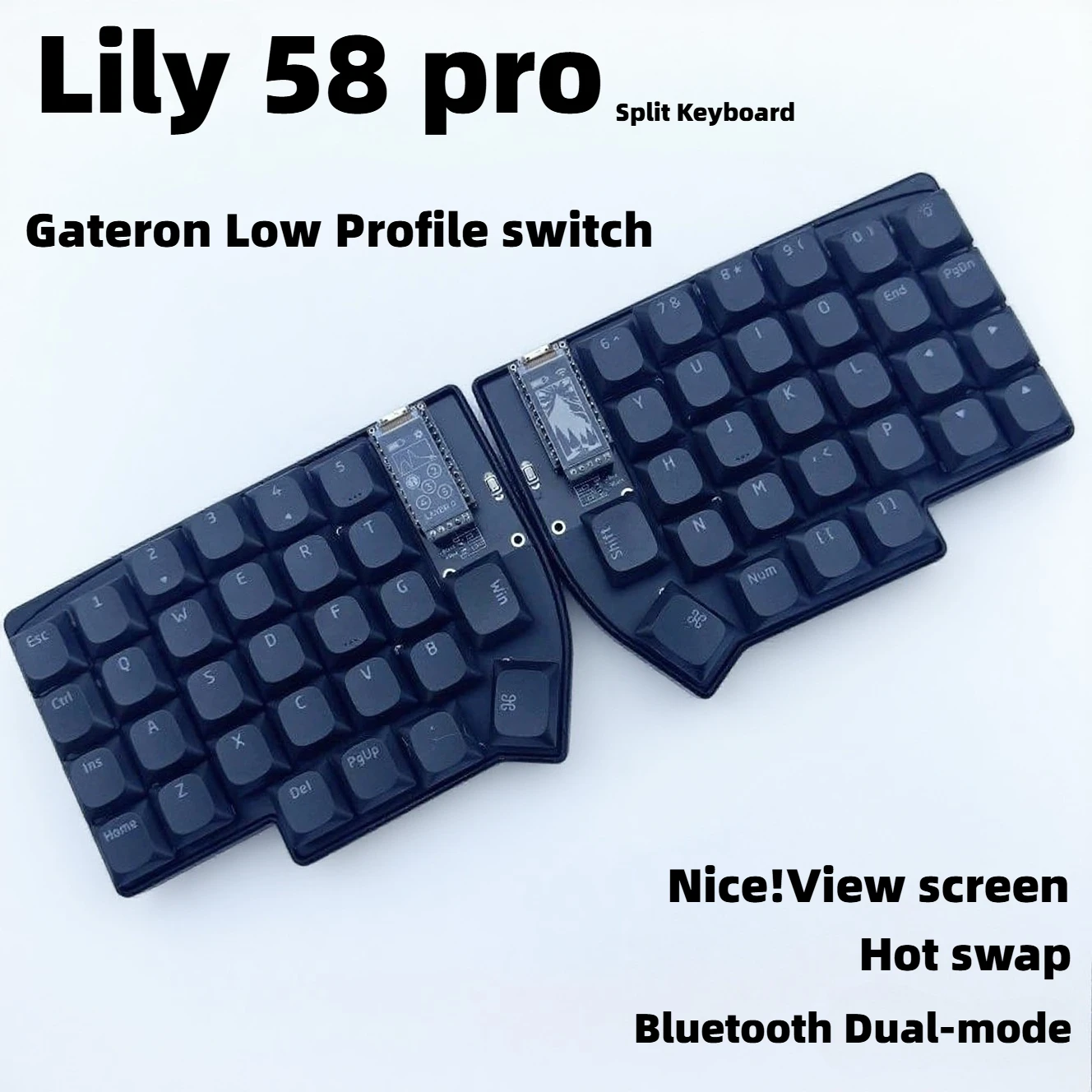 Altium lily58 pro Split Keyboard Gateron Low Profile Wireless Bluetooth Dual-mode Nice View Keyboard Kit Accessory Teclado Gamer