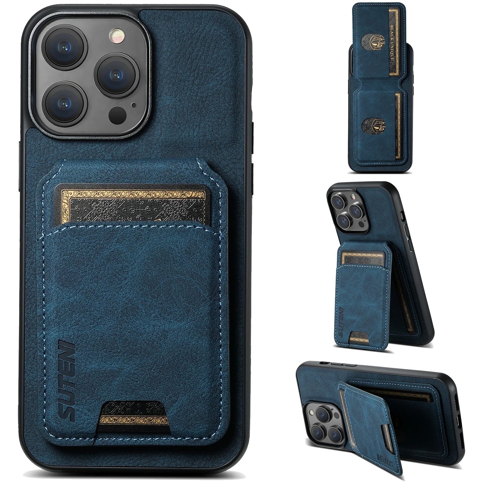 SUTENI Kartenhalter Kartenhülle Handyhülle Luxus PU Leder Handyhalter für iPhone 16 Pro Max 15Plus 14 13 12 11 XR X – Detail 25