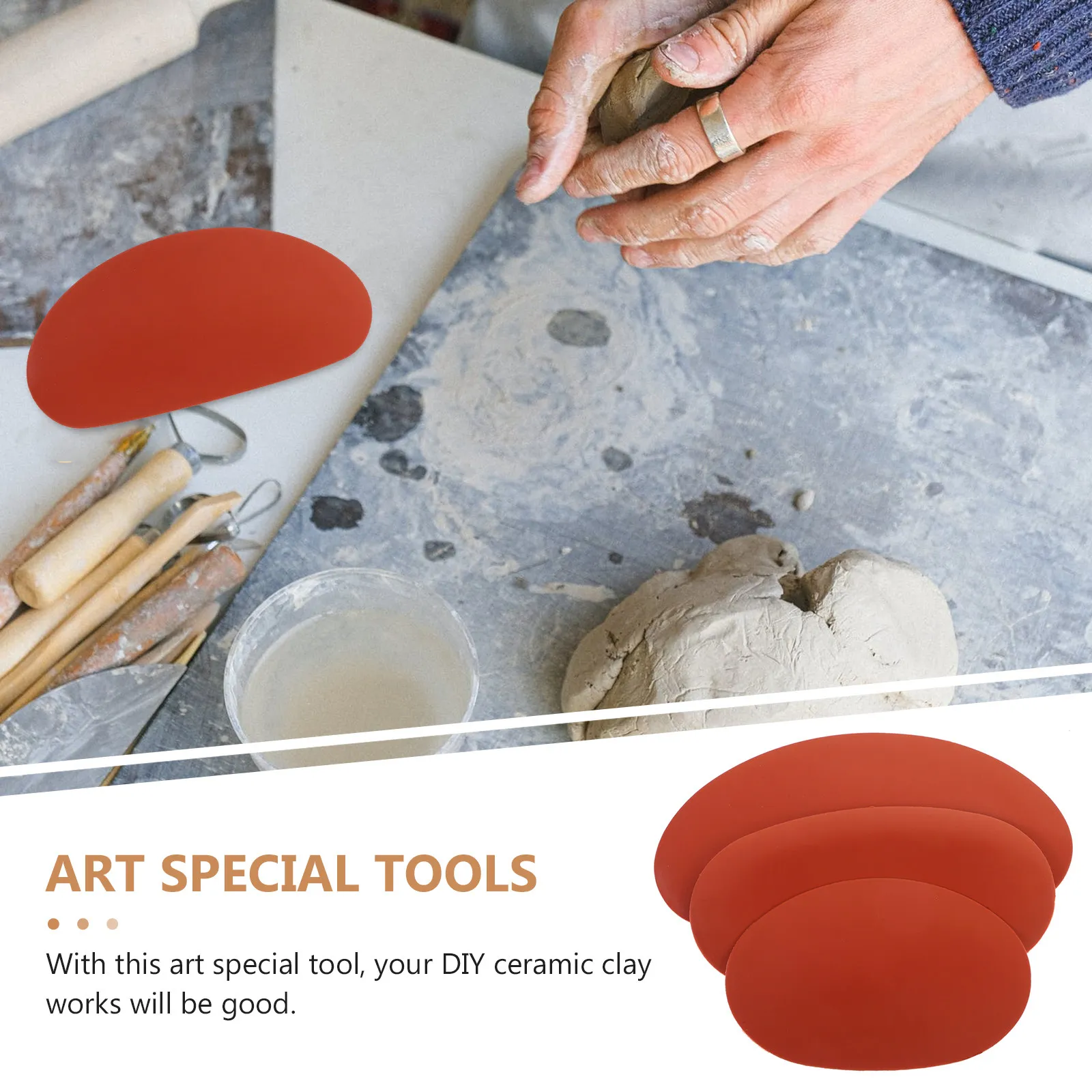 3Pcs Silicone Art Special Tools for Ceramic Clay Sculpting Modeling Pottery Shaping Smoothing Scraping Flexible Ribs Clay Artist