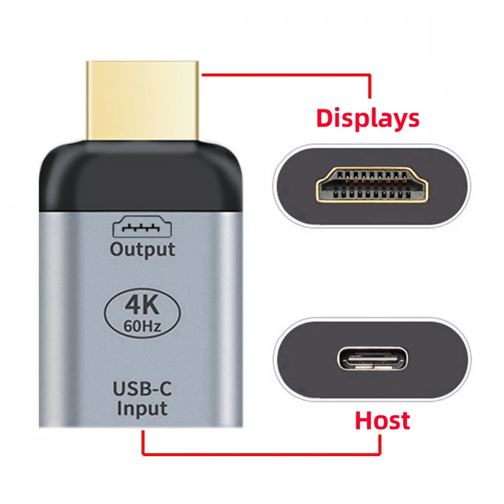 USB-C Type C Female Source to HDMI Male Sink HDTV Connector Video Adapter 4K 60hz 1080p for Monitor Tablet & Phone & Laptop