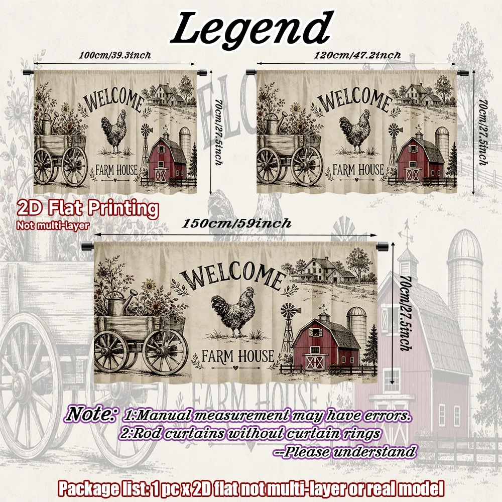 2D flat 1pc French romantic style Welcome Farm Scene Digital printing The rod-mount design makes installation convenient and is