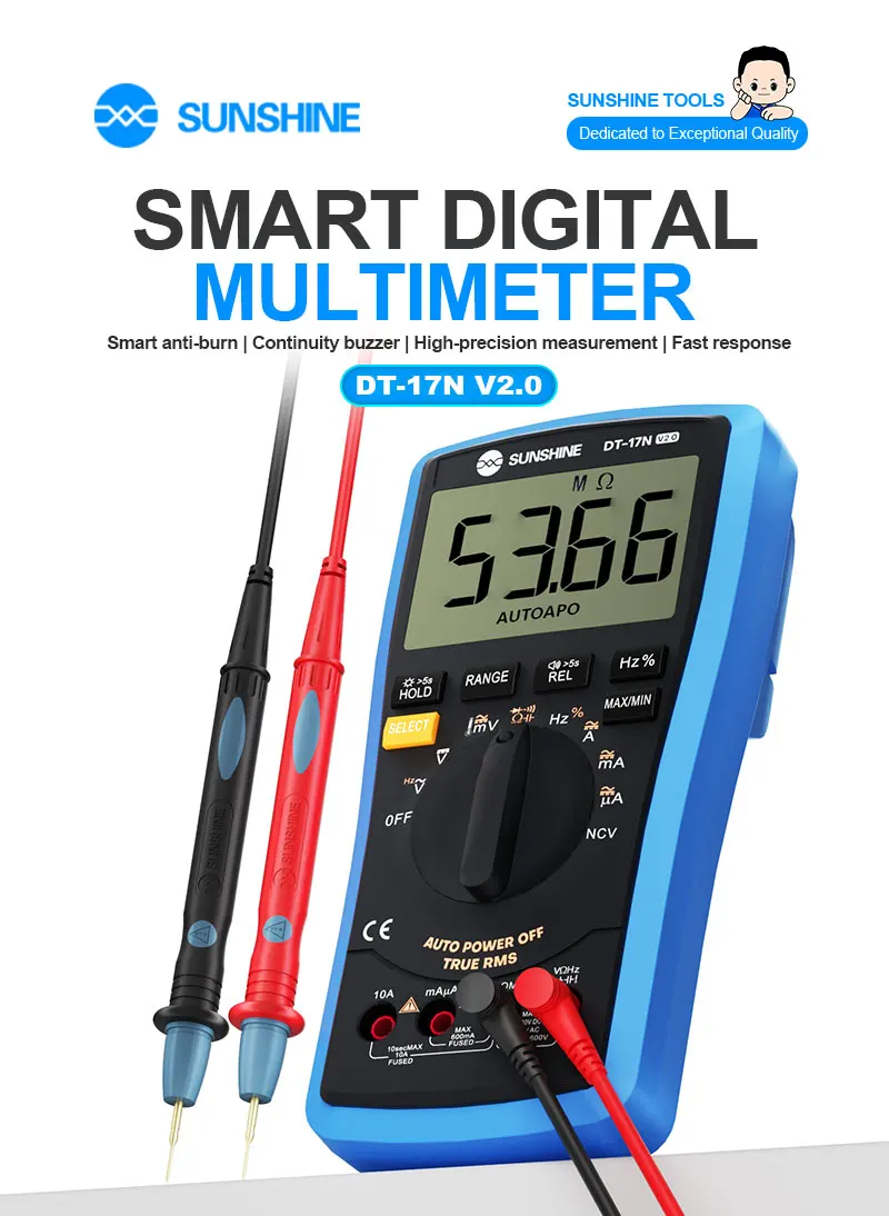 SUNSHINE DT-17N Auto Range LCD Display Multimeter Digital Multimeter Automatic Digital Instrument Tester for Repair Tools