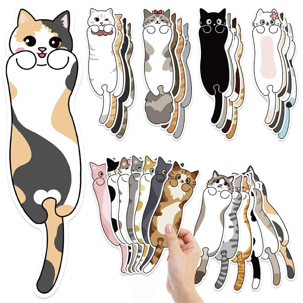 30 قطعة سلسلة الإشارات المرجعية على شكل قطة كرتونية بسيطة محمولة باليد مواد إبداعية فنية قراءة الإشارات المرجعية الورقية إشارات مرجعية ذاتية الصنع