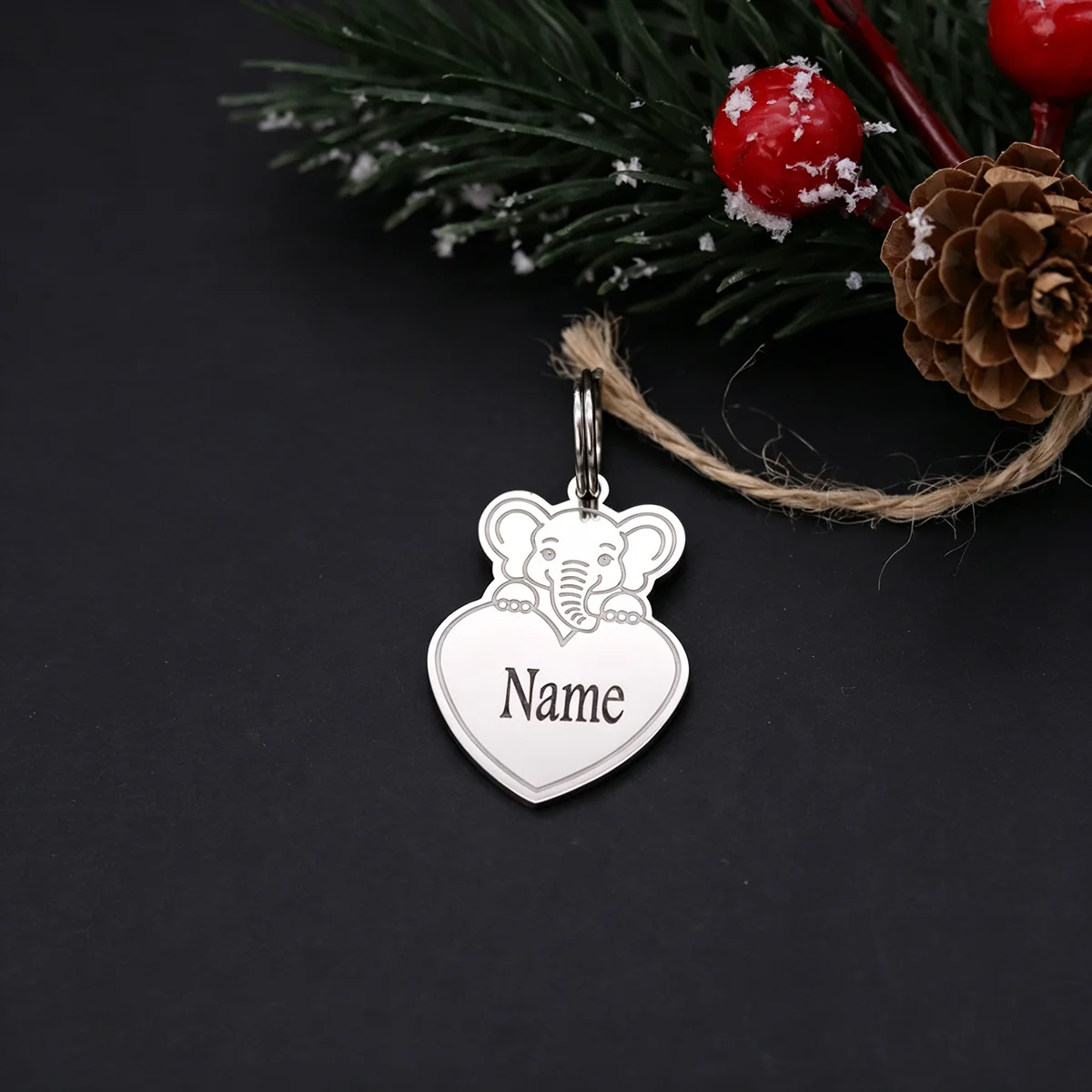 Cute Animal Elephant Heart Custom Name Keychain Personalized Engraved Stainless Steel Keyring Handbag Car Key Accessory Gifts