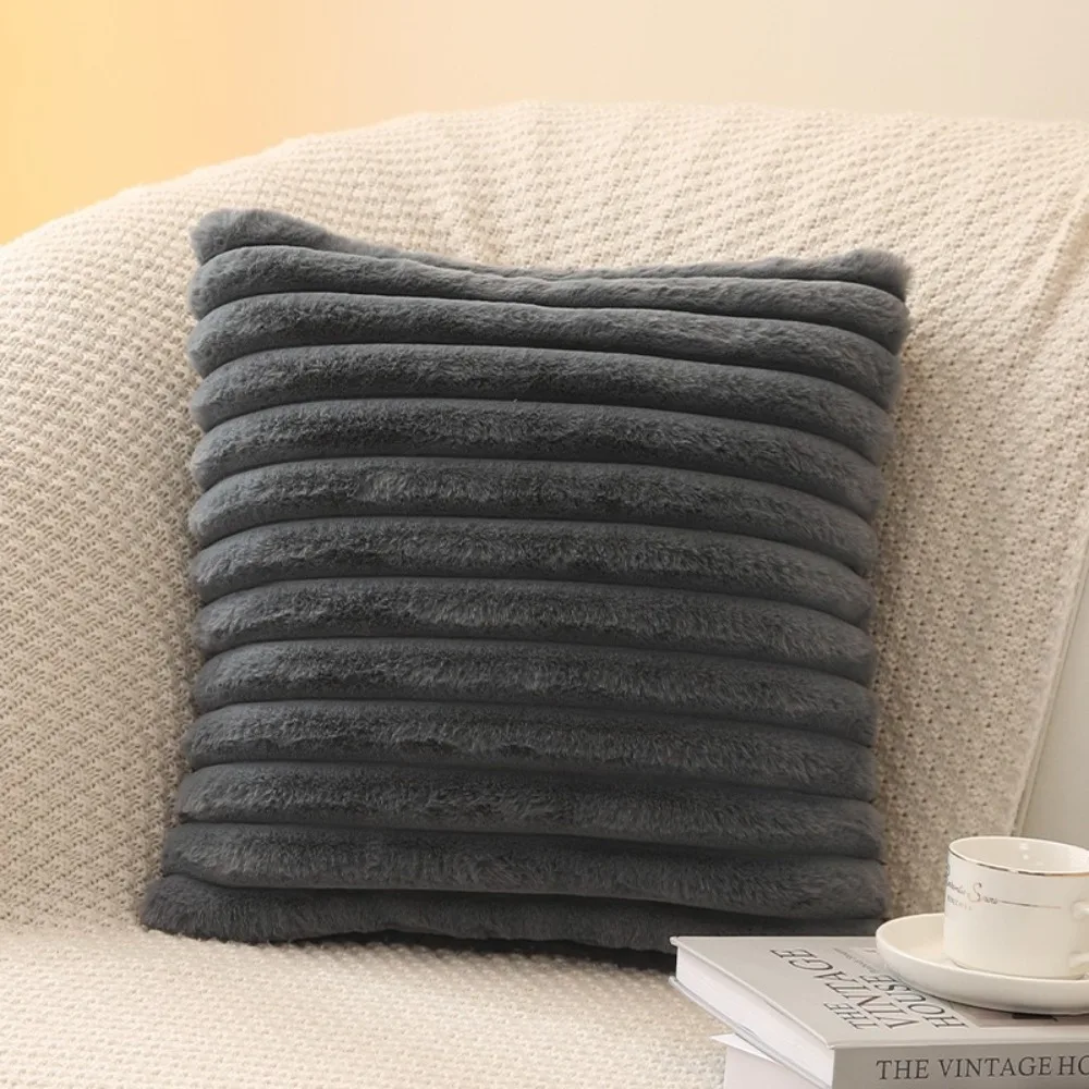 New Soft Square Pillow Cushion Cover Thick Striped Nordic Sofa Decor Throw Pillow Cover Solid Color Cushion Cover