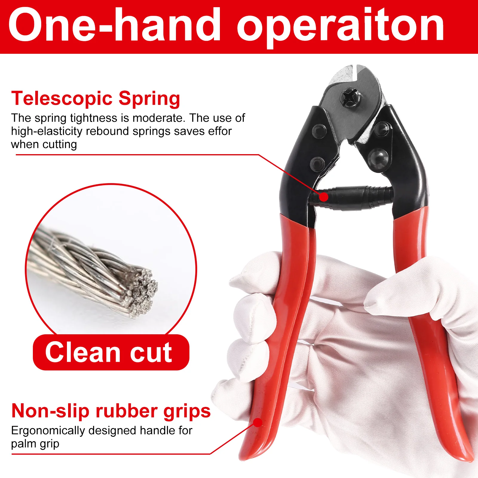 Cable Cutter Multifunctional Wire Rope Cutter with Safety Lock Bicycle Break Cutter Plier Portable Steel Wire Cutting Tool Cutti